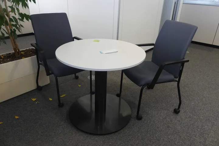 Besuchertisch mit 2x Besucherstuhl Maße in cm ca. Ø80 cm Durchmesser